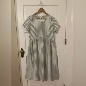 Seraphine linen stripe maternity and nursing dress
